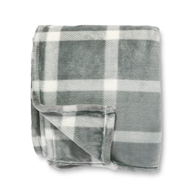 Better Homes & Gardens Recycled Heavyweight Printed Throw 50” x 72” Grey Plaid - Walmart.com | Walmart (US)