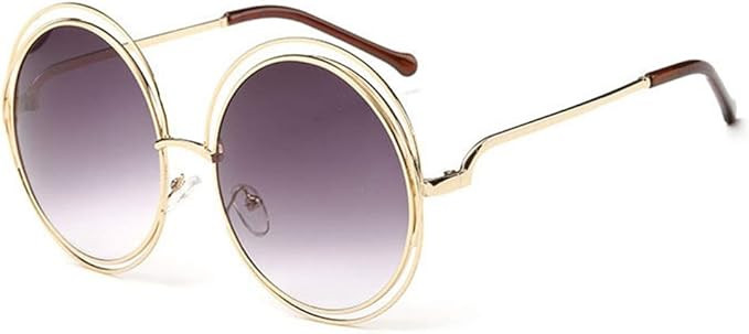 Dollger Metal Double Circle Wire Frame Oversized Round Sunglasses for Women | Amazon (US)