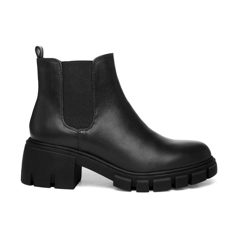 Mysoft Women's Black Platform Chelsea Boots Ankle Boots Size 7 | Walmart (US)