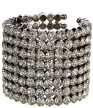 Natasha Accessories Multi Row Stone Cuff Bracelet - Hematite/Crystal | Dillard's