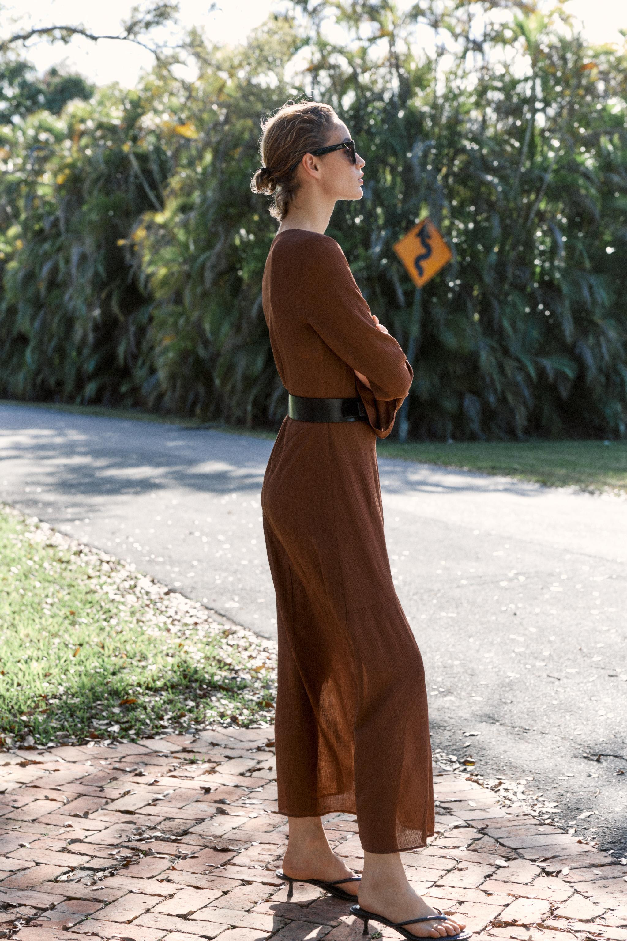 V-NECK MIDI DRESS WITH BOW | Zara UK