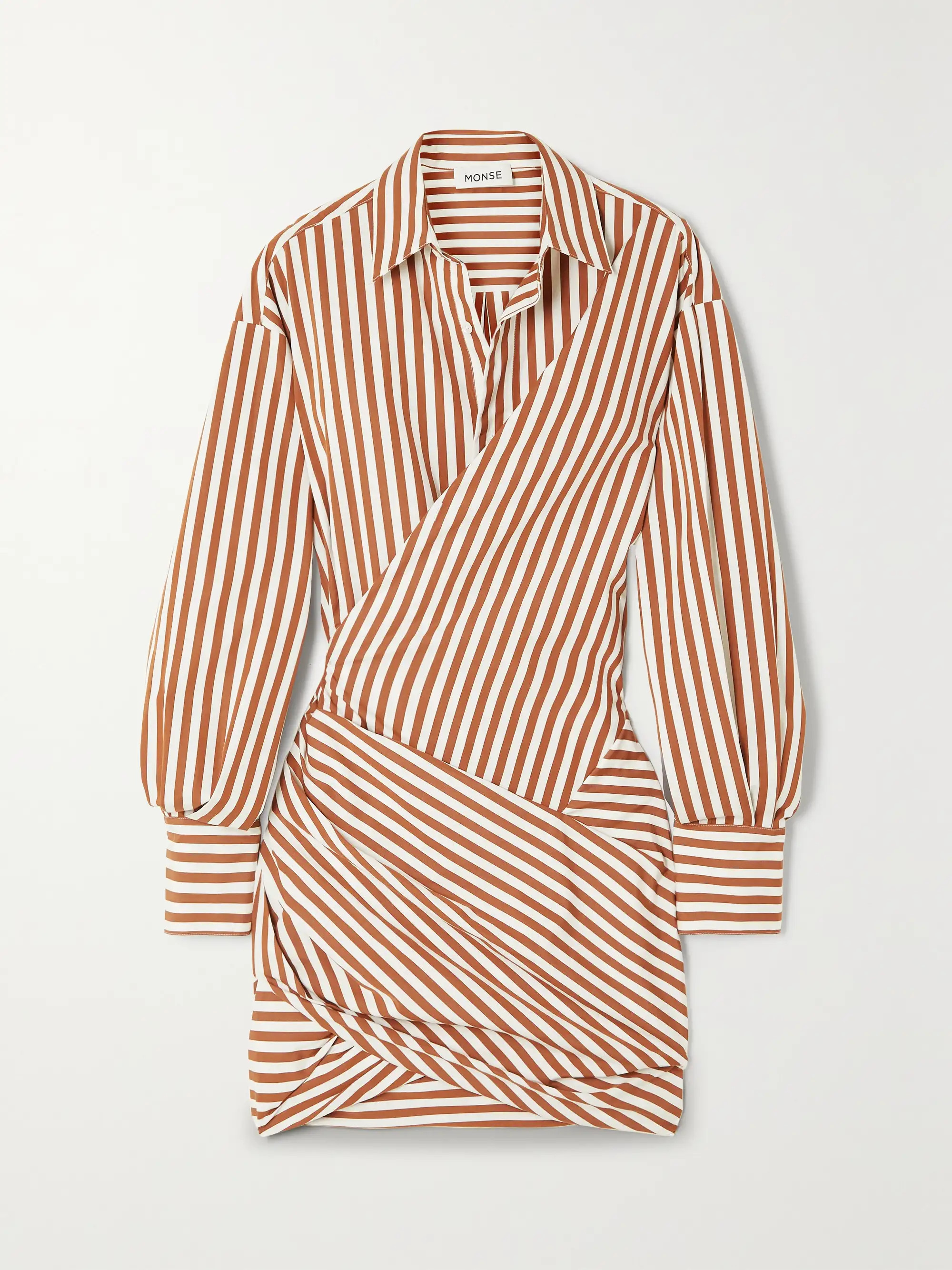Paneled wrap-effect striped cotton-poplin mini shirt dress | NET-A-PORTER (US)