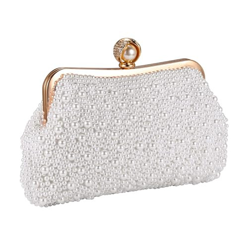 CHIC DIARY Pearl Clutch Bag for Women Beaded Evening Bag Wedding Party Bridal Handbag for Party | Amazon (US)