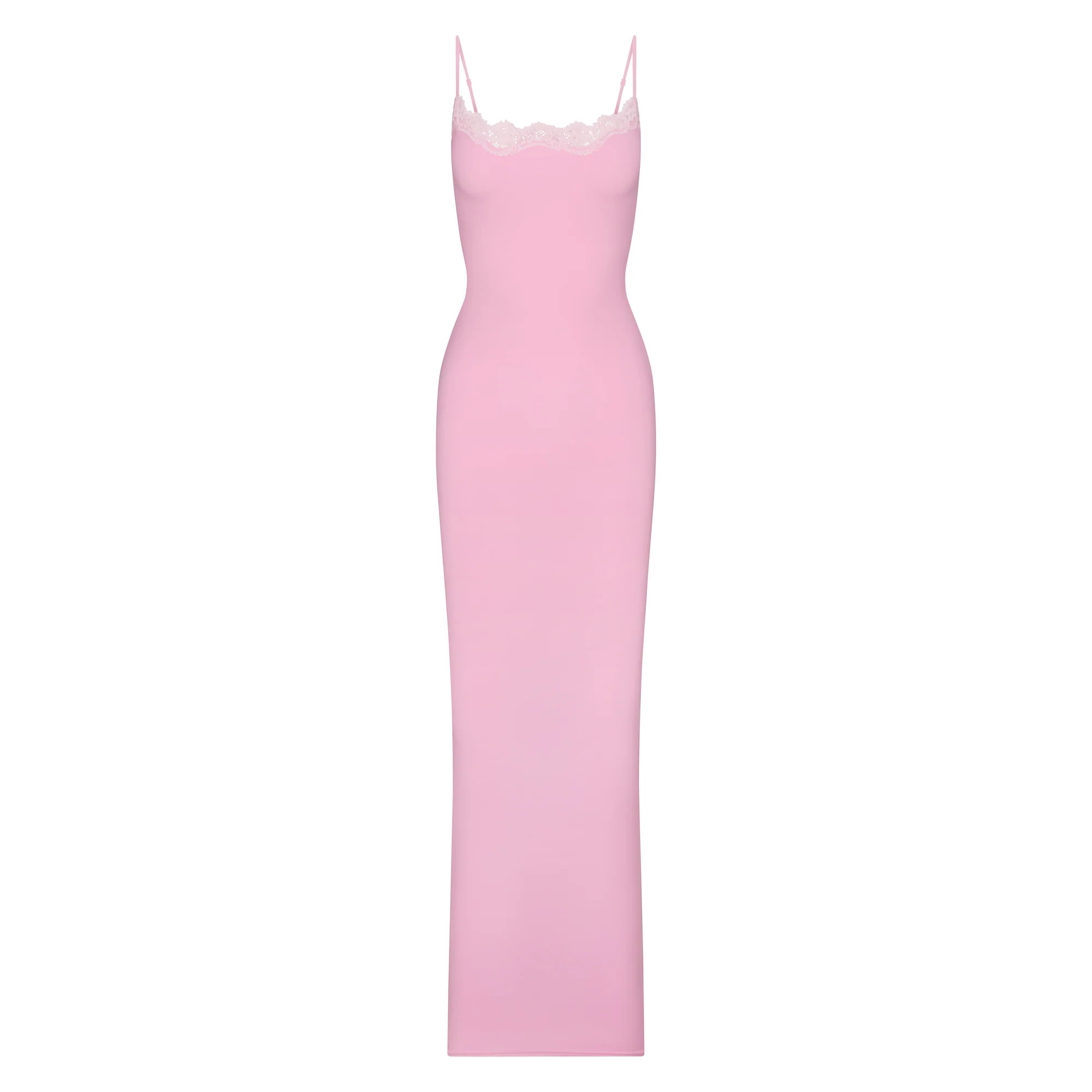 FITS EVERYBODY LACE LONG SLIP DRESS | BUBBLE GUM TONAL | SKIMS | SKIMS (US)