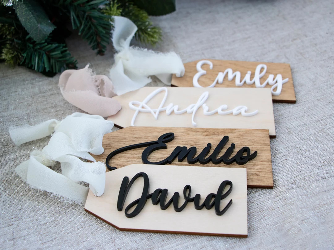 Wooden Name tag, Easter tags, Personalized stocking tags, Stocking tags, Wood and acrylic Tag, We... | Etsy (US)