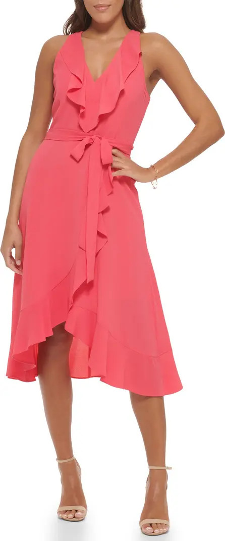 Ruffle Trim Faux Wrap Dress | Nordstrom Rack
