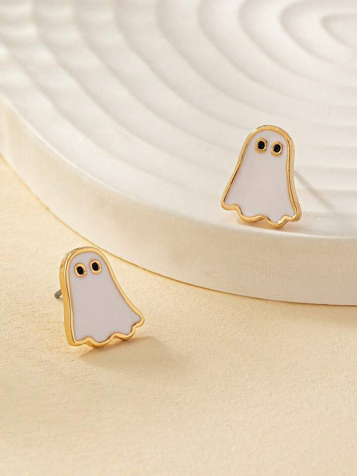 1pair Enamel Ghost Earrings, Suitable For Women's Daily Wear In Spring And Summer | SHEIN USA | SHEIN