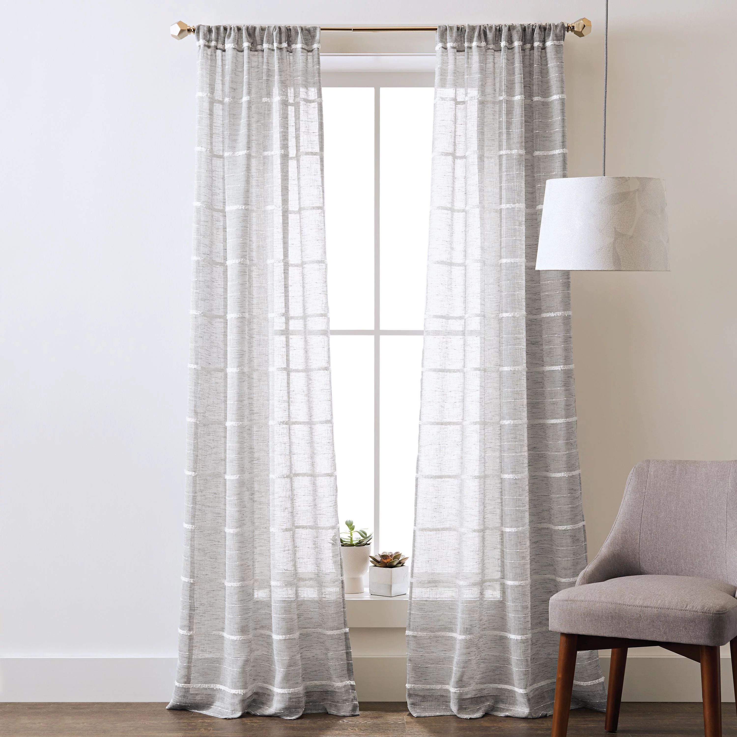 Better Homes and Gardens Woven Stripe Pole Top Curtain Panel Pair | Walmart (US)