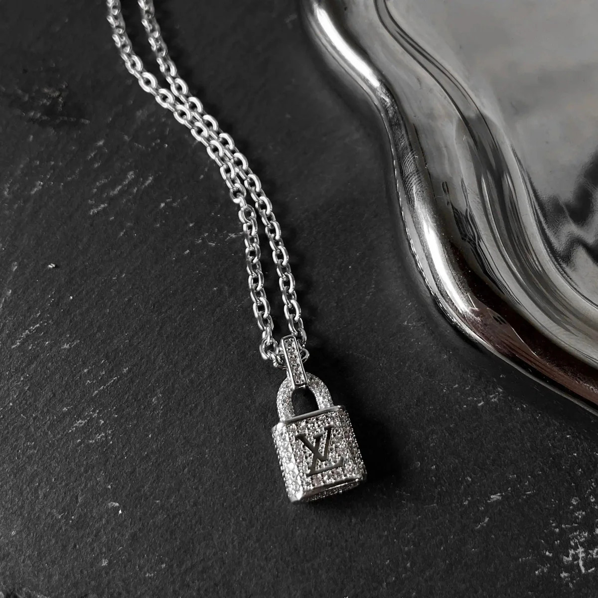 Silver Crystal Padlock Necklace - Ahava J | Ahava Jewels