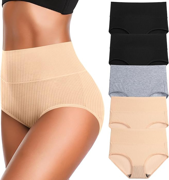 Womens Underwear High Waist Cotton Underwear Soft Underwear Super Stretchy Briefs Full Coverage P... | Amazon (US)