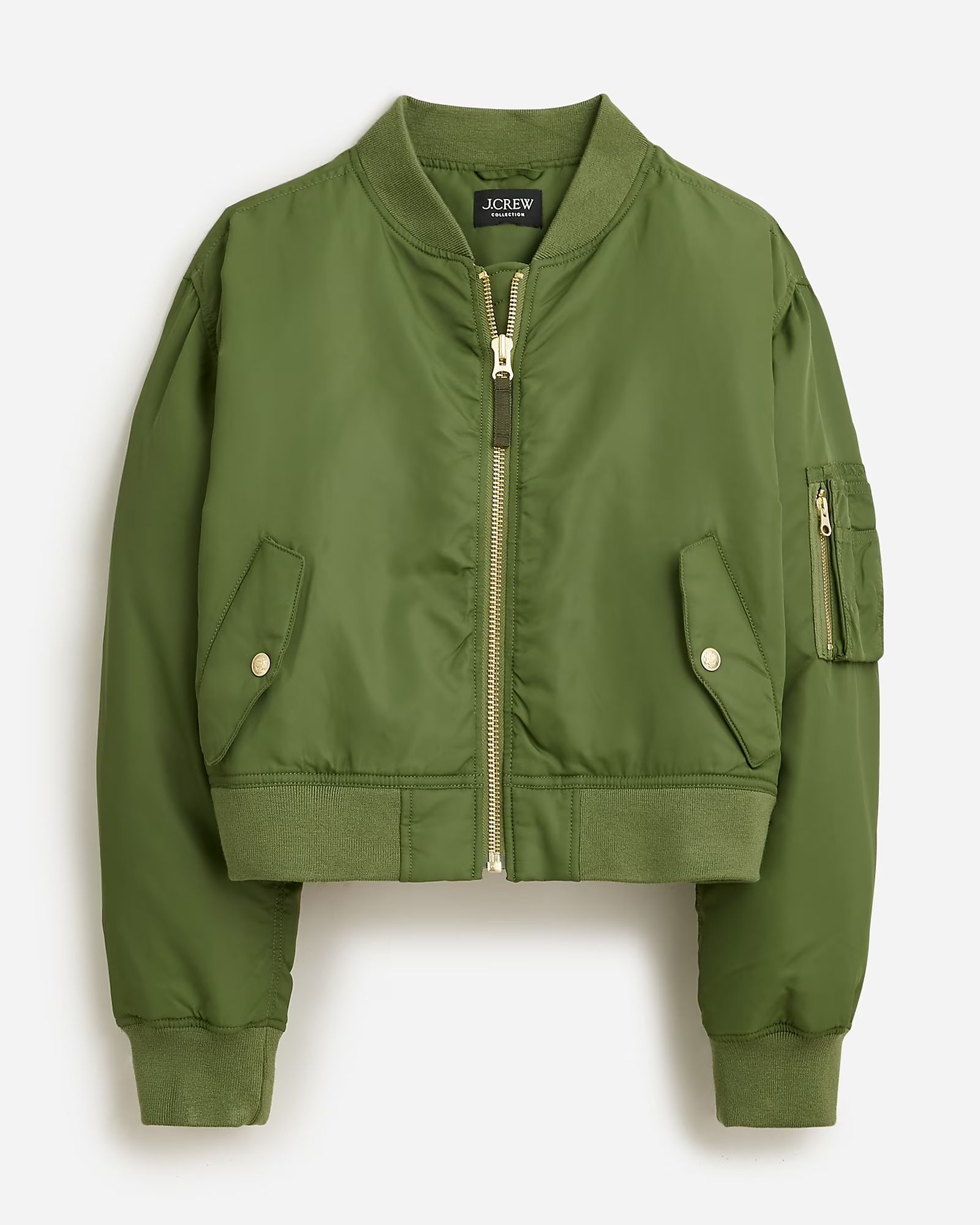 Collection ruched bomber jacket in lightweight shiny nylon | J.Crew US
