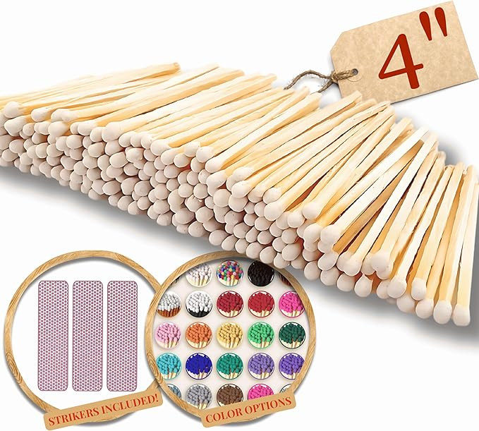 4" Long Color Matches (100 Count) | Colorful Loose 4 Inch Wooden Safety Match Sticks for Candle D... | Amazon (US)