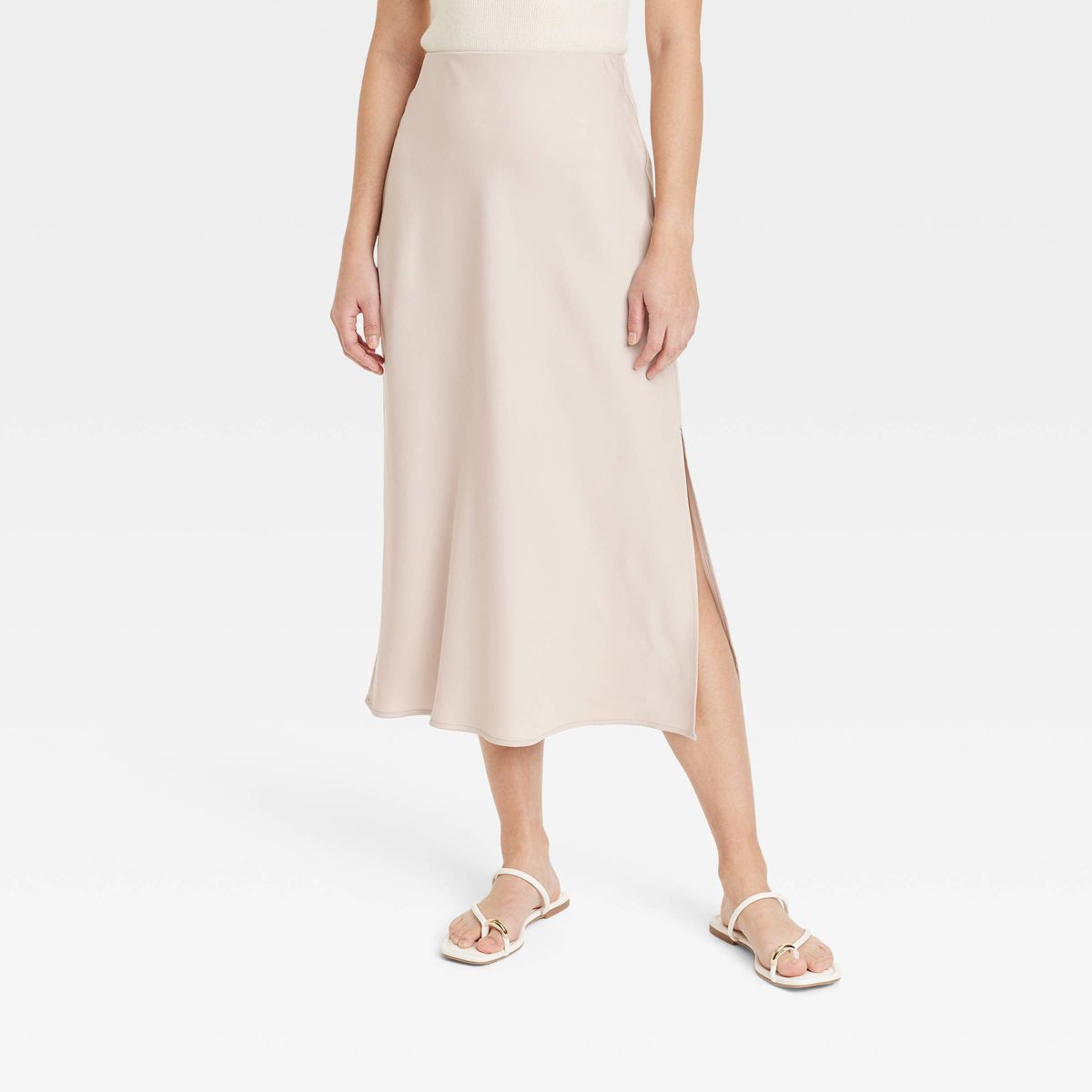 Women's A-Line Midi Slip Skirt - A New Day™ Champagne XS | Target