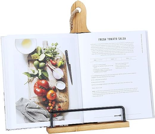 Soligt Cookbook Stand for Kitchen Counter Adjustable iPad Tablet Recipe Book Holder Rustic Wood C... | Amazon (US)