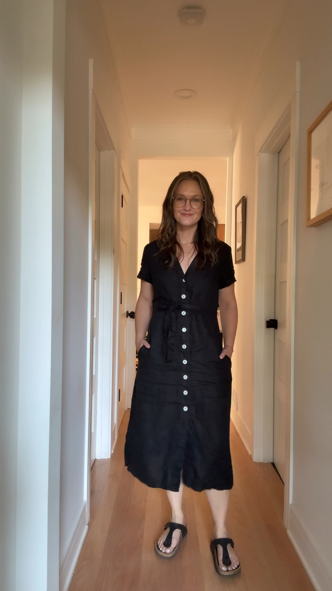 On a golden Monday in July in Chicago, this cool stay-at-home city mom floated into the week wearing a breezy black linen midi dress that said “effortless” with a wink, paired with black Birkenstocks, her go-to gold hoops, her graduated rope necklace layered over her signature herringbone chain, and her ever-growing stack of permanent bracelets—jewelry that jingled with potential. She dropped her son off at their beloved co/work daycare space, then hopped on a call with a former student-turned-creative partner, the kind of full-circle moment that gives you chills and makes you open a new Google Doc. Still riding the energy of a Sunday sit-down with her husband where they mapped out big-picture goals and dreams, she kicked off the week feeling like anything was possible.

#LTKStyleTip #LTKWorkwear #LTKFamily