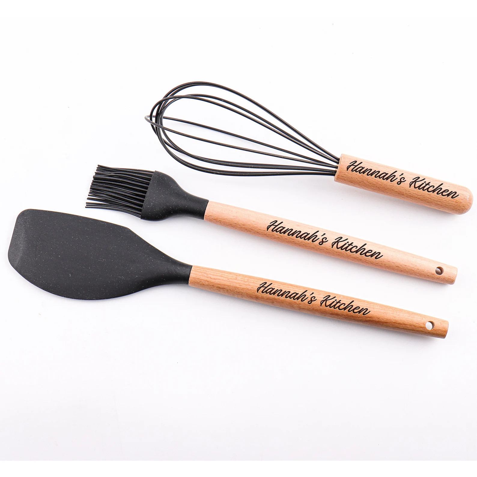 Personalized Set of 3 Baking Tool Whisk Basting Pastry Brush Spatula Egg Beater BBQ Grill Cooking... | Etsy (US)