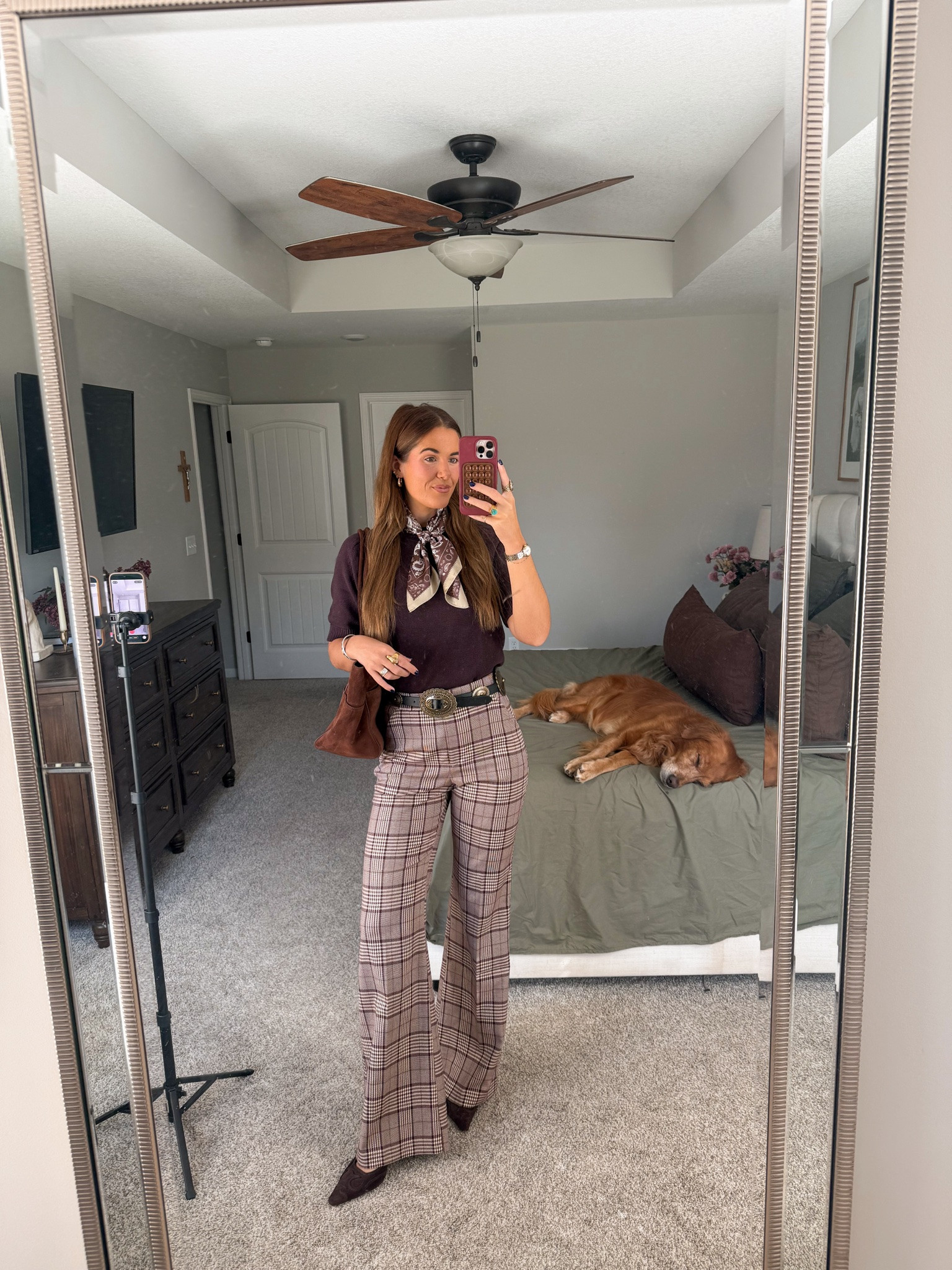 my exact sweater is from quince in the chase “Chocolate Plum Brown “. plaid trousers in a 4 Long (i’m 5’10 plus kitten heels)

western office outfits, western chic, cowgirl fashion, fall ouffits, business professional