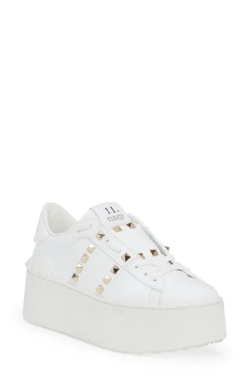 Valentino Garavani Open Untitled Rockstud Platform Sneaker in 0Bo Bianco at Nordstrom, Size 10.5Us | Nordstrom