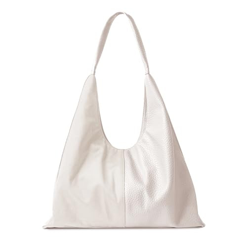 Viva Terry Large Tote Bag, Oversized Hobo Bags for Women Slouchy Handbags with Soft Suede and Vegan Leather(White) | Amazon (US)