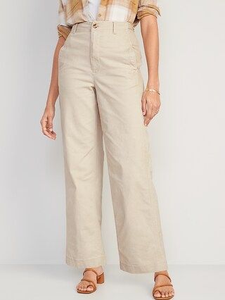 High-Waisted Canvas Wide-Leg Workwear Pants for Women | Old Navy (US)