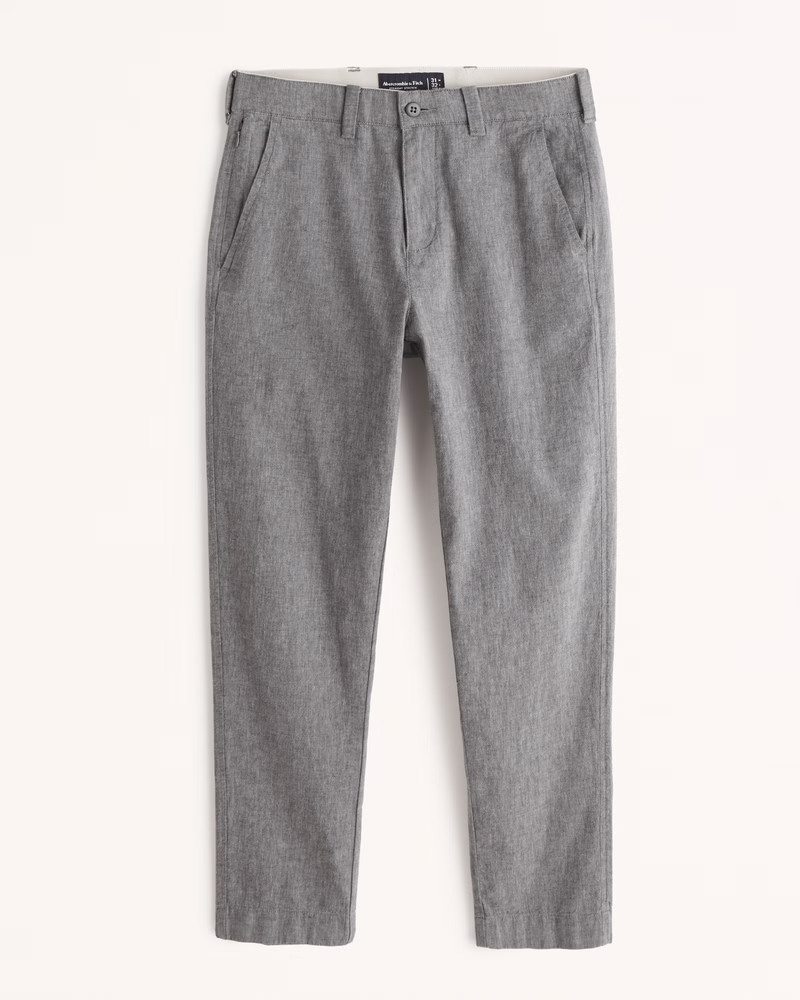 Men's Straight Fit Linen-Blend Pant | Men's Bottoms | Abercrombie.com | Abercrombie & Fitch (US)