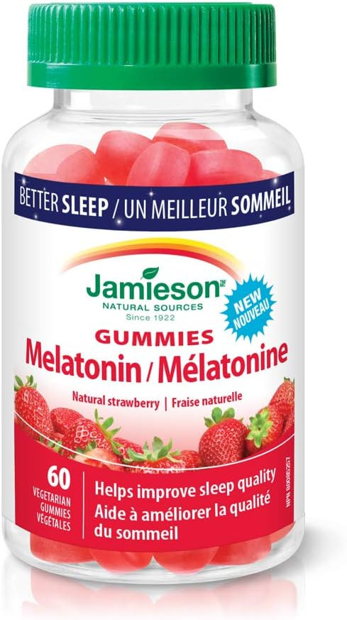 Jamieson Melatonin 2.5 mg Gummies Natural Strawberry Flavour, Improves Sleep Quality, Increases S... | Amazon (CA)