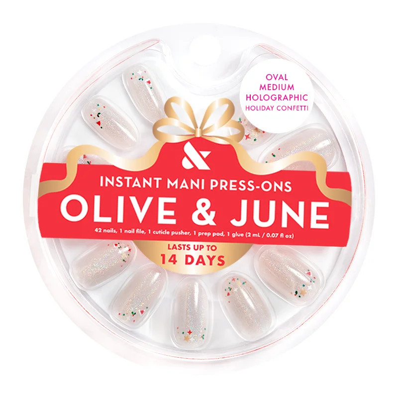 Olive & June Press On Holographic Holiday Confetti, Medium, Oval | Walmart (US)