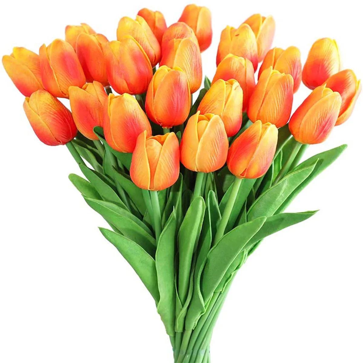 Viworld 20Pcs Orange Artificial Tulips Flowers Real Touch Fake Tulips for Wedding Bouquets Arrang... | Walmart (US)