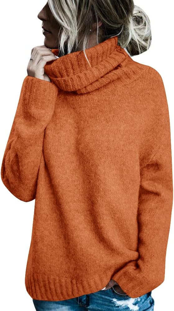 FISACE Womens Oversized Turtleneck Pullover Sweater Cable Knit Long Sleeve Sweater Tops | Amazon (US)