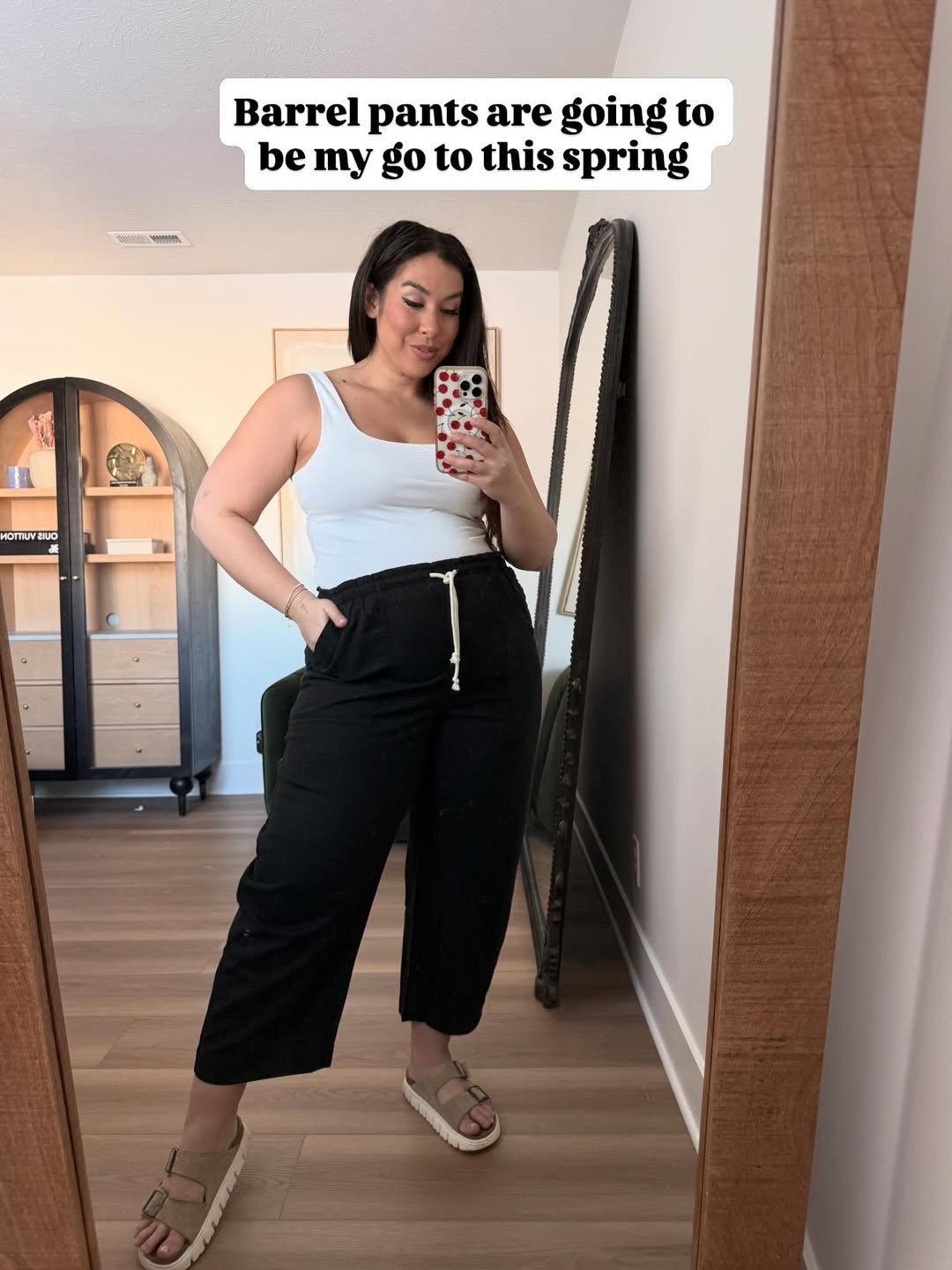 These barrel pants are definitely going to be my go to for spring! You guys know I love anything with an elastic waistband. These are so cute! I’ve really been stocking up on some easy basics right now.

Old Navy, Midsize, Spring Outfits, White Tank Top, Black Pants, Casual Outfit

#LTKMidsize #LTKootd #LTKdayinmylife