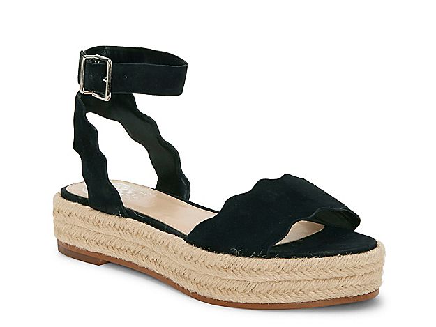 Vince Camuto Kamperla Espadrille Platform Sandal - Women's - Black Nubuck Leather | DSW