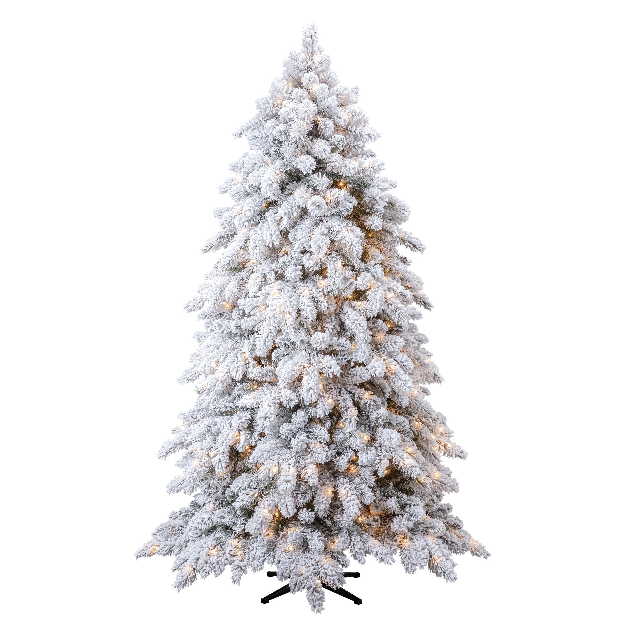 7.5' Pre-Lit Lincoln Pine Green Flocked Artificial Christmas Tree with LumaDazzle Color-Changing ... | Walmart (US)