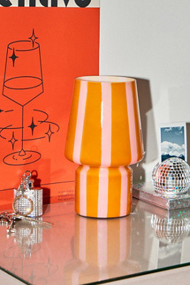 Mustard Streifen Kleine Glas Tischlampe | Urban Outfitters DE
