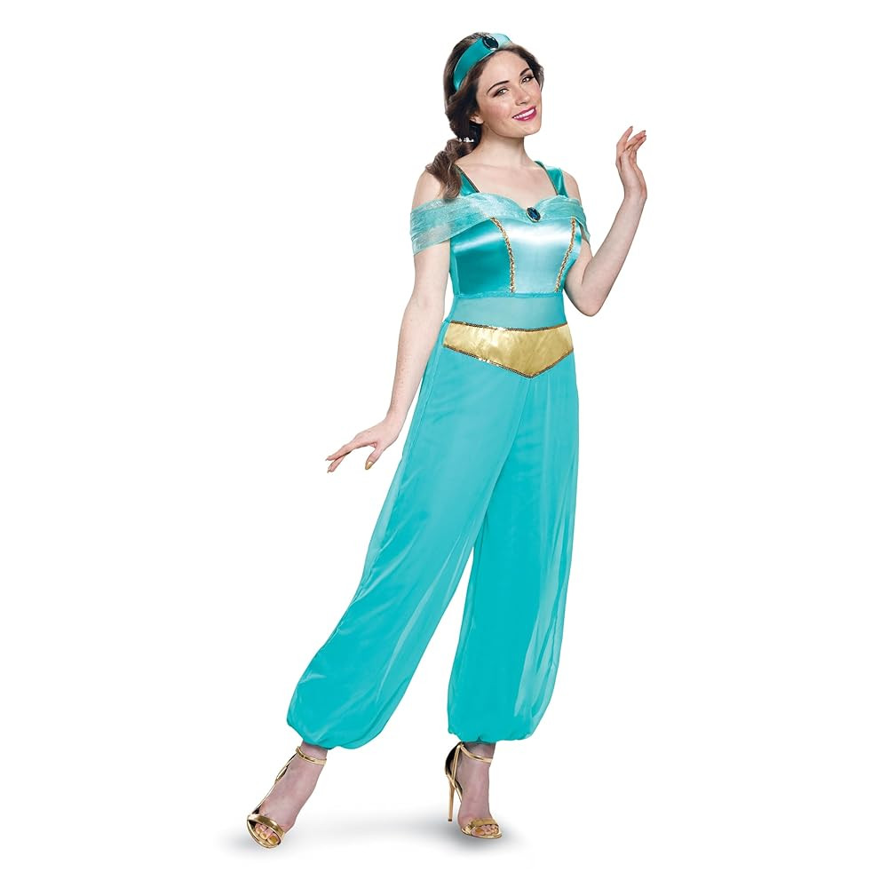 Disney Women's Jasmine Deluxe Adult Costume, Turquoise | Amazon (US)