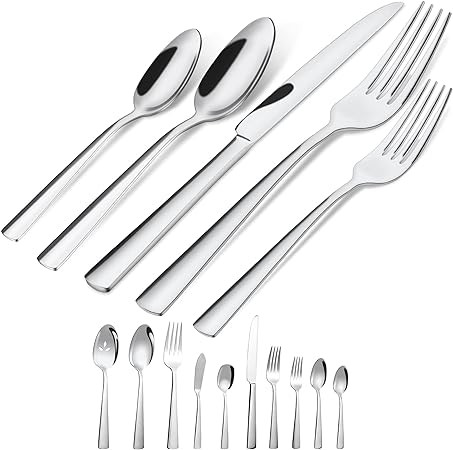 45-Piece Silverware Flatware Cutlery Set Service for 8, Durable 18/0 Stainless Steel Tableware in... | Amazon (US)