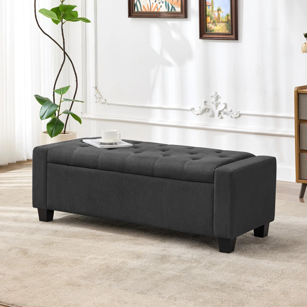 48.4" Upholstered Ottoman Bench With Storage | Wayfair North America