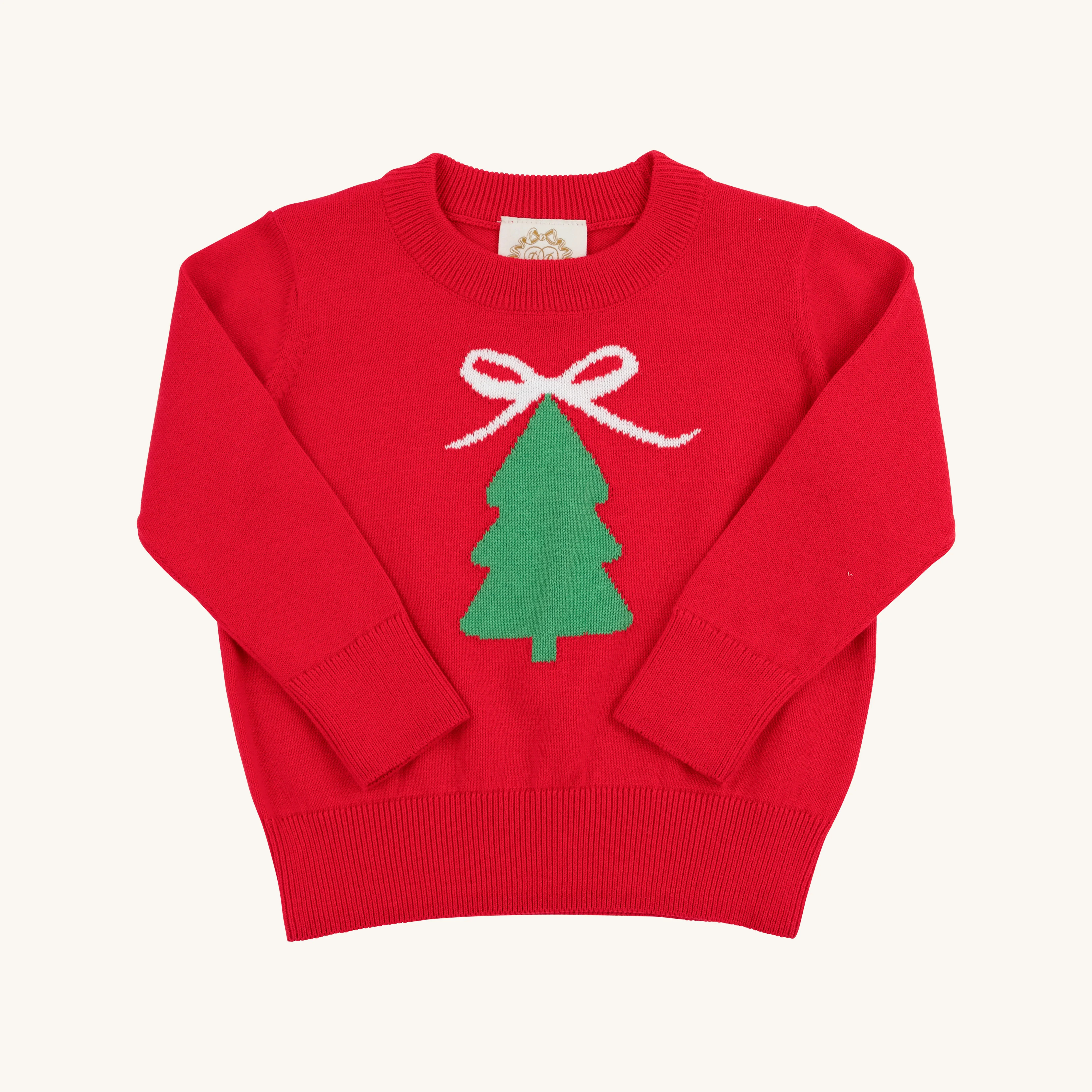 Isabelle's Intarsia Sweater - Richmond Red with Christmas Tree Intarsi | The Beaufort Bonnet Company