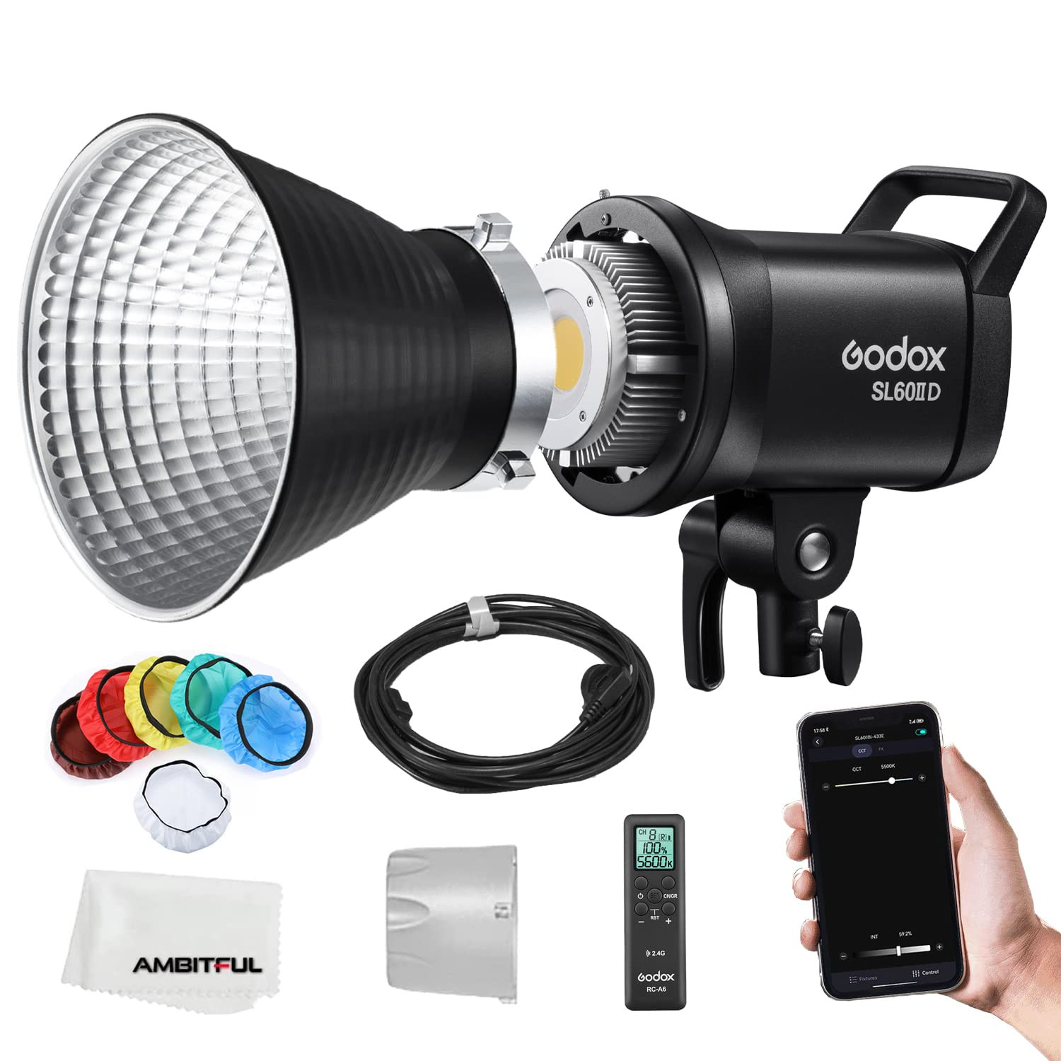 Godox SL60II-D SL-60W Upgraded CRI 96+,TLCI 97+ LED Video Light White Daylight Continuous light 5... | Amazon (UK)