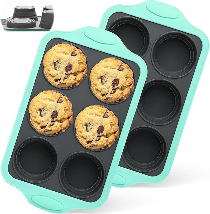 Vynium Muffin Pans for Baking 6 Cups, Silicone Foldable Muffin Pan with Metal Frame, Collapsible ... | Amazon (US)