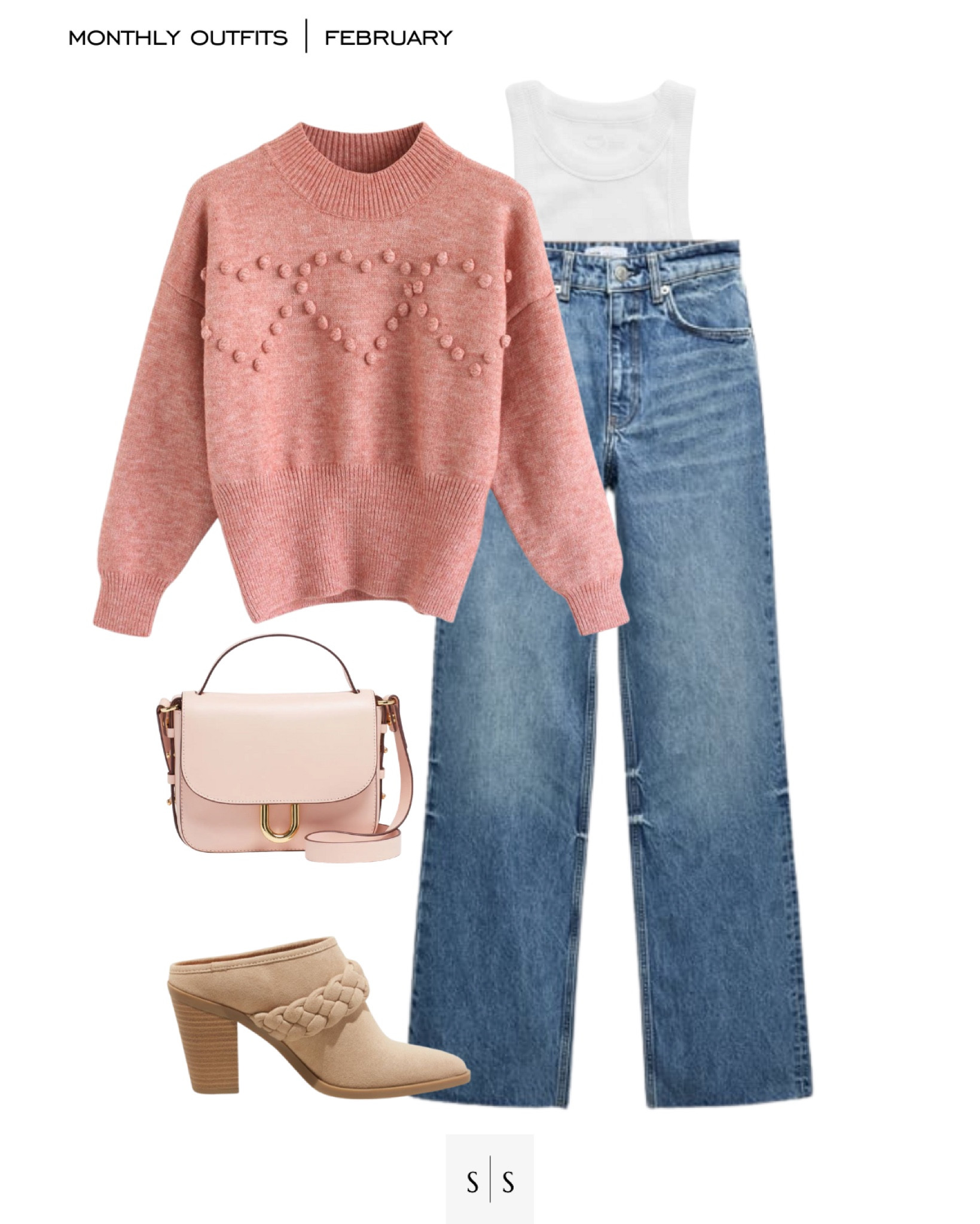 Monthly outfit planner : FEBRUARY looks | #springcolor #widelegjean #valentinesday #winterstyle #casualchic #springoutfit #winteroutfit | See entire calendar on thesarahstories.com ✨

#LTKstyletip