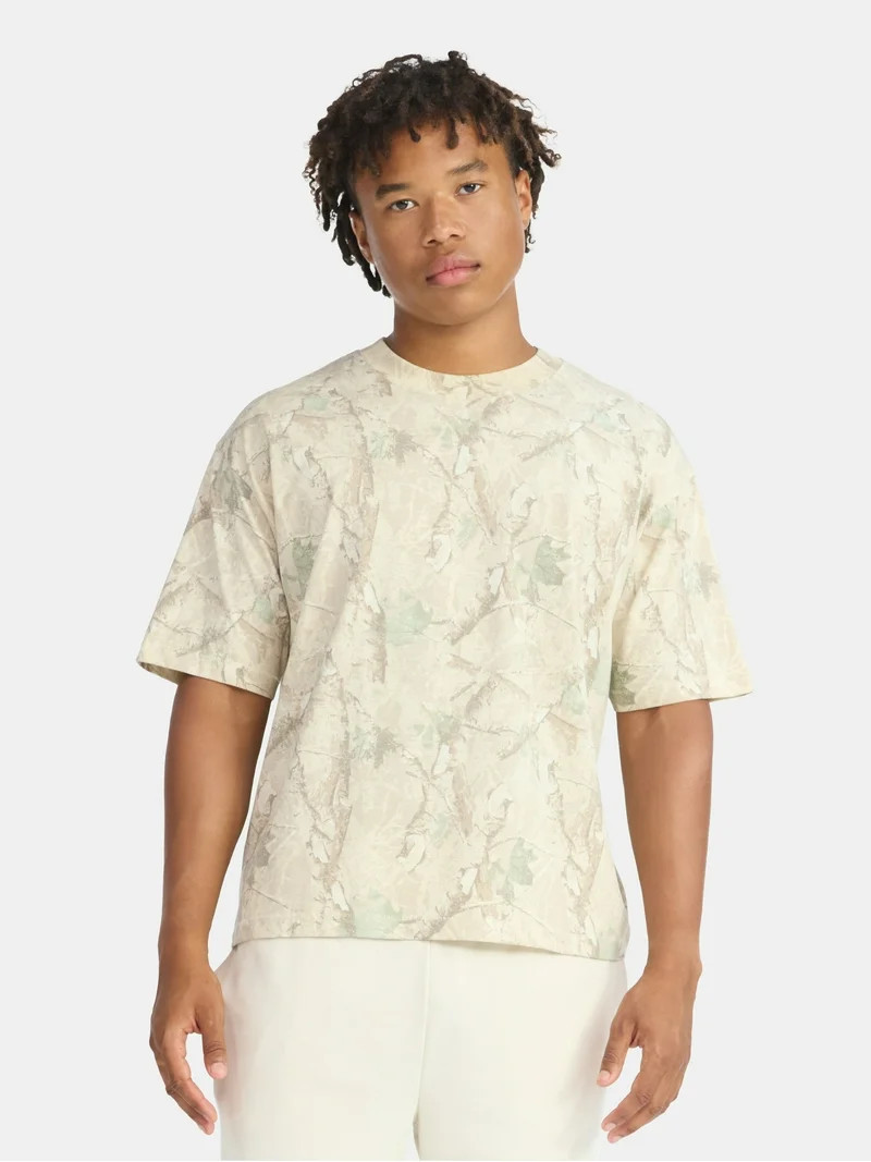 No Boundaries Cotton Oversized Cropped Tee, Men's & Big Men's | Walmart (US)
