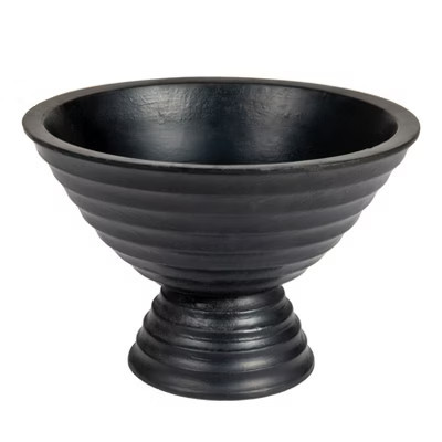 Storied Home Boho Wood Pedestal Serving Bowl, Black Finish | Target