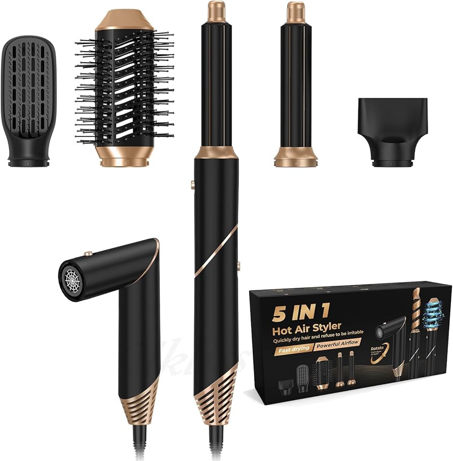 Professional Ionic Hair Blow Dryer Brush with Diffuser 5 in 1,Hot Air Brush Blowout Styling Tools... | Amazon (US)