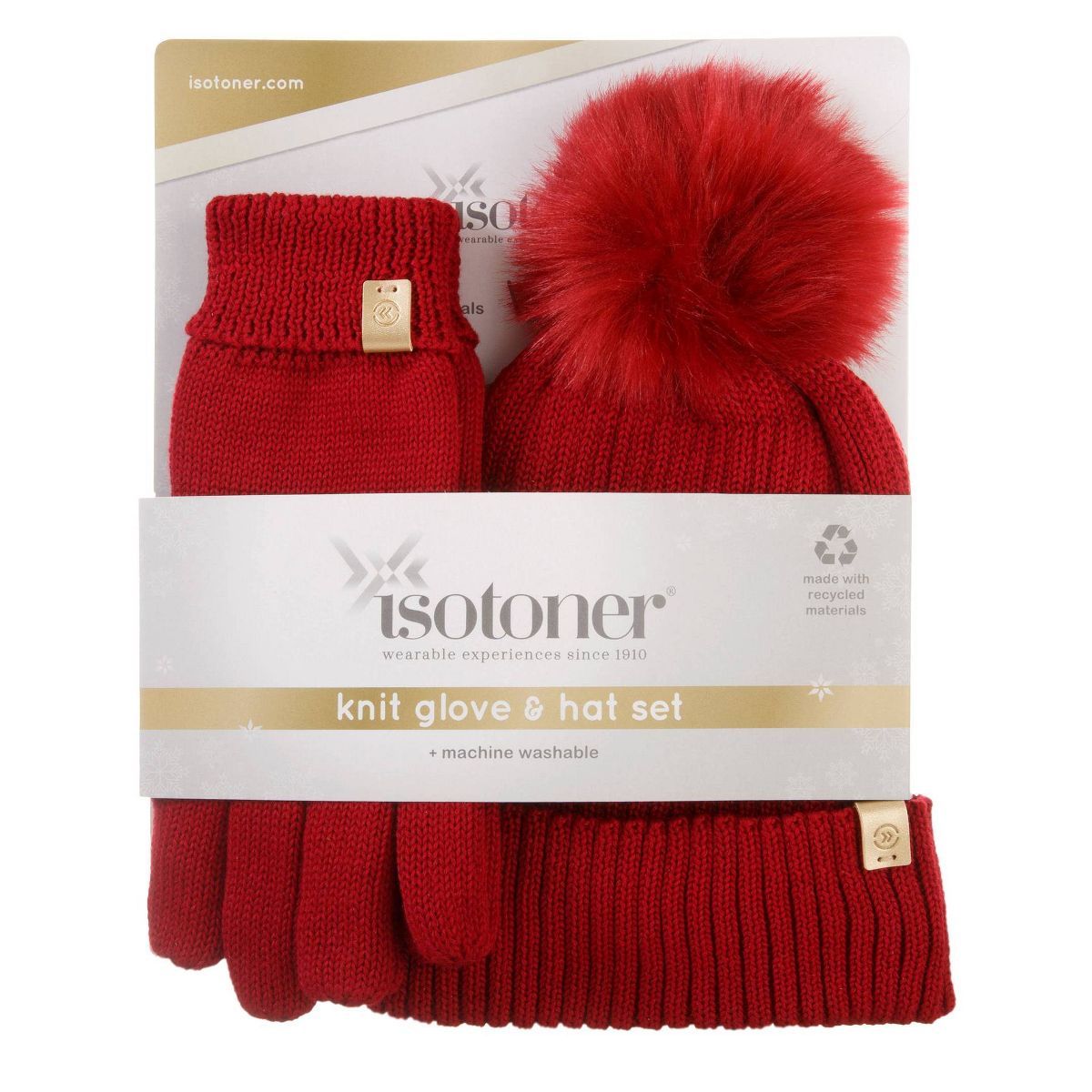 Isotoner Adult Knit Glove and Beanie Gift Set - Red | Target