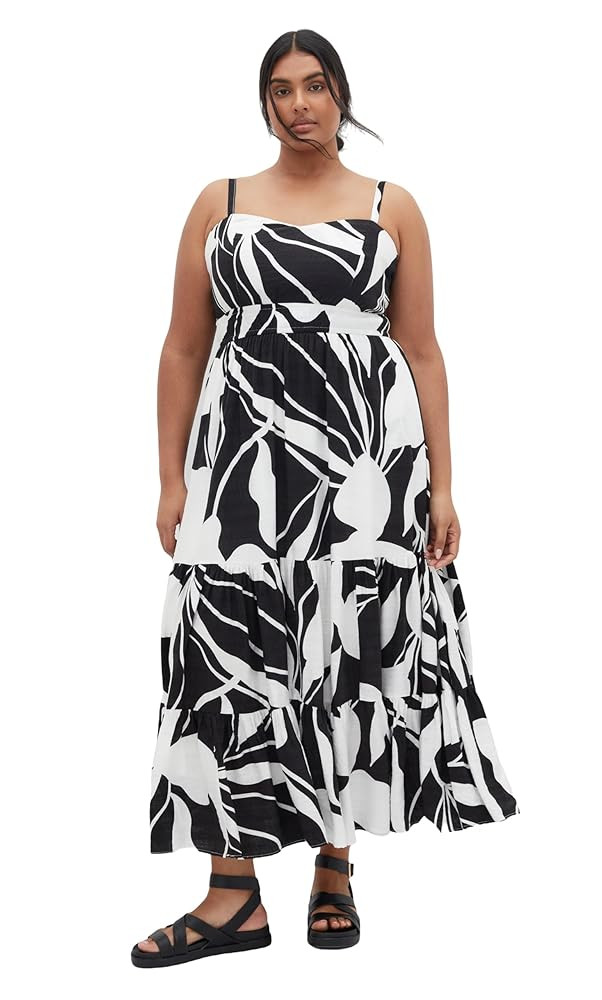City Chic Women's Plus Size Dress - Kehlani Print Tier Maxi | Amazon (US)