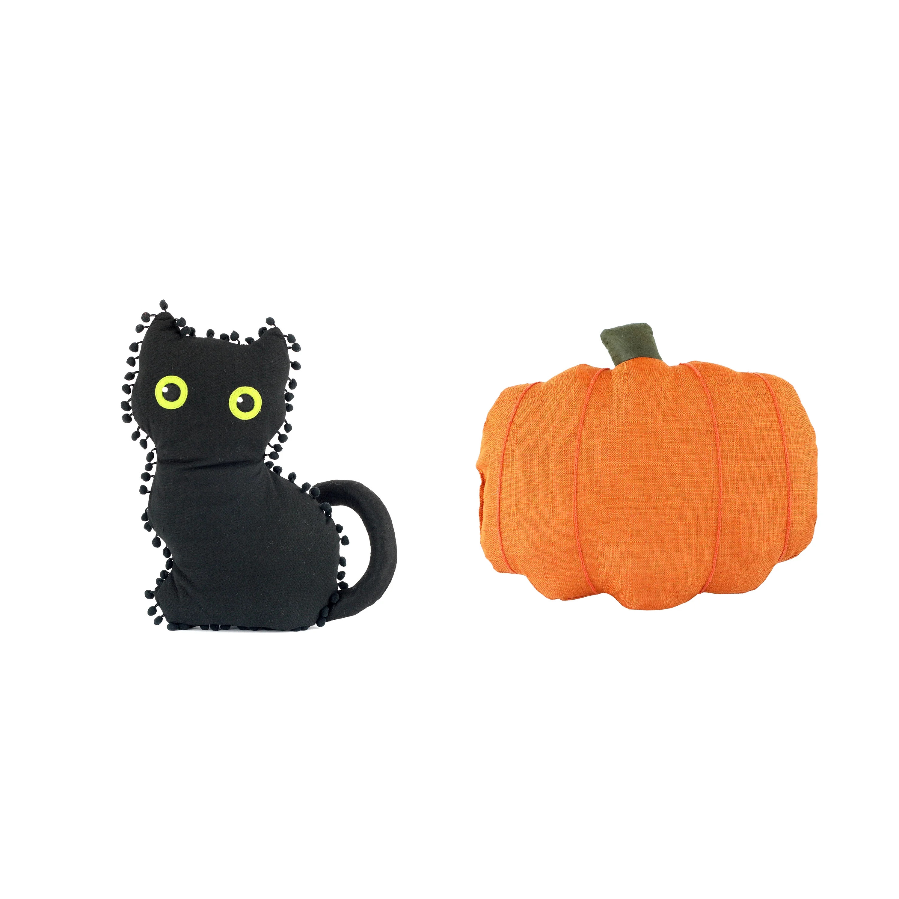 Way to Celebrate Harvest Pumpkin and Black Cat Decorative Pillows, Set of 2 | Walmart (US)