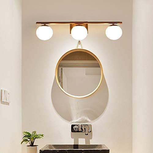 YHTlaeh New Bathroom Vanity Light 3 Lights Fixtures Brushed Brass Milk White Globe Glass Shade Mo... | Amazon (US)