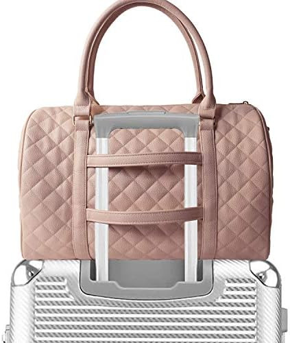 Womens Quilted Weekender Duffle Carry Bags Overnight Travel Handbag Shoulder Tote Trolley Handle ... | Amazon (US)