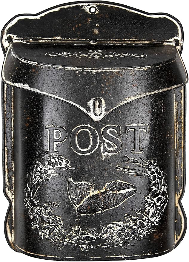 Creative Co-Op Black Embossed Tin Post Letter Box | Amazon (US)