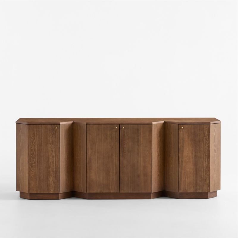 Harbury 80" Brown Oak Wood Storage Media Console | Crate & Barrel